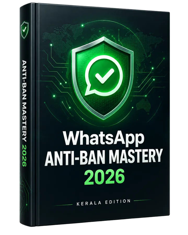 WhatsApp Anti-Ban Mastery 2026 PDF ഗൈഡ് കവർ